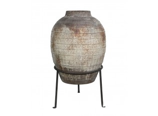 Béžový antik květináč s podstavcem Chic Antique – Ø 50*76 cm