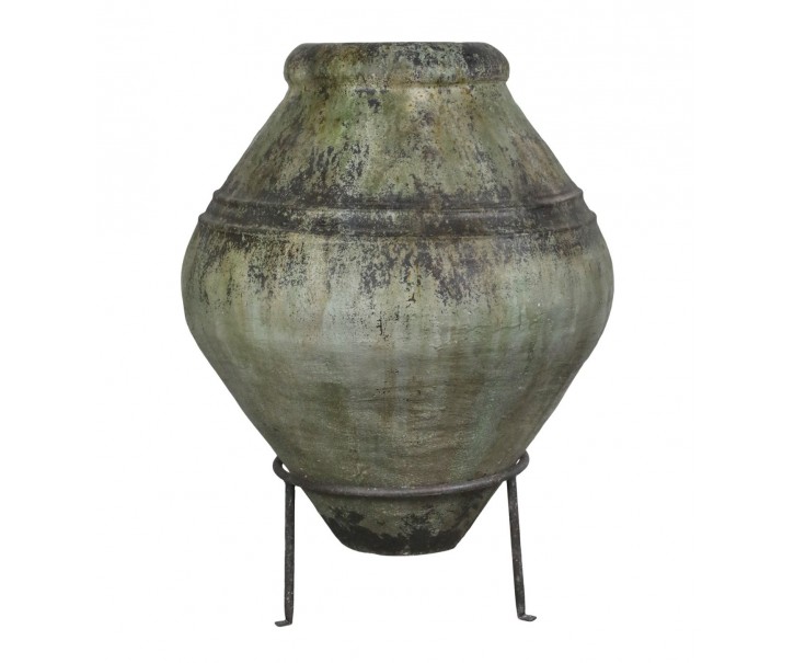 Zelený antik květináč s podstavcem Chic Antique – Ø 75*103,5 cm Chic Antique
