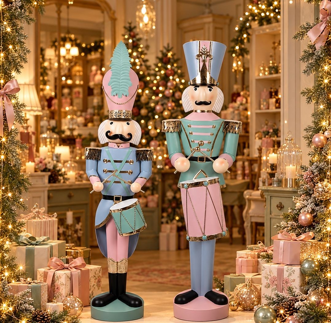 Kovová dekorace Louskáček Nutcracker s bubínkem - 37*40*129 cm Clayre & Eef Kovová dekorace Louskáček Nutcracker s bubínkem - 37*40*129 cm Clayre & Eef