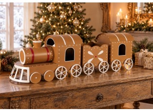 Vánoční dekorace figurka hnědý vláček Train – 97*19*28 cm