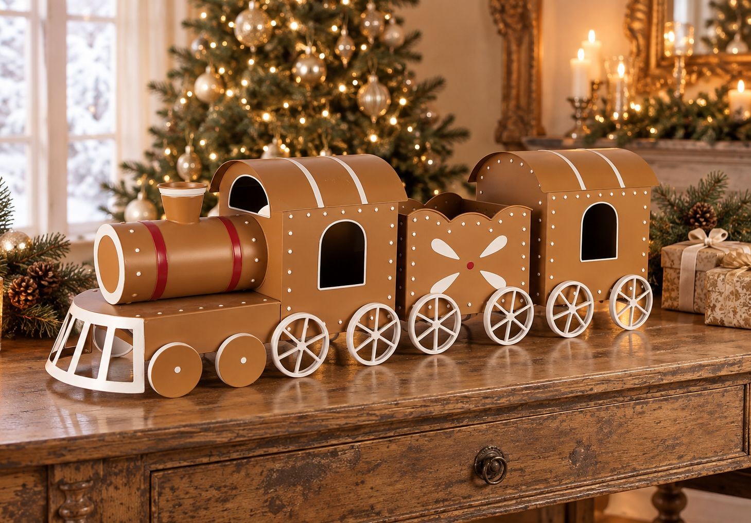 Vánoční dekorace figurka hnědý vláček Train – 97*19*28 cm Clayre & Eef Vánoční dekorace figurka hnědý vláček Train – 97*19*28 cm Clayre & Eef