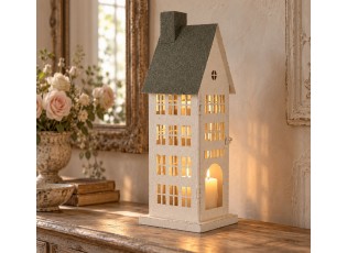 Veliký kovový svícen domek s pískovým povrchem Raw Sand – 21*14*58 cm