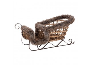 Proutěné vánoční sáně s kožíškem Christmas Sled - 60*24*28 cm