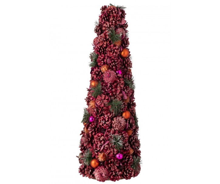Růžový vánoční stromek se šiškami Pinecone – 26*26*70 cm J-Line by Jolipa