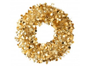 Zlatý lesklý vánoční věnec Sparkling L – 60*60*6 cm