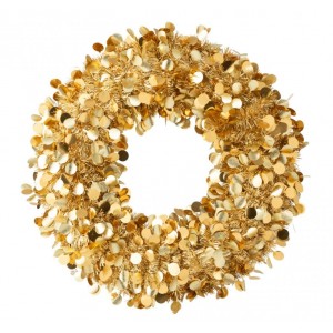 Zlatý lesklý vánoční věnec Sparkling L – 60*60*6 cm