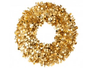 Zlatý lesklý vánoční věnec Sparkling XL – 75*75*7 cm