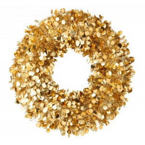 Zlatý lesklý vánoční věnec Sparkling XL – 75*75*7 cm