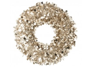 Champagne veliký lesklý vánoční věnec Sparkling XL – 75*75*7 cm