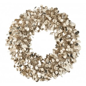 Champagne veliký lesklý vánoční věnec Sparkling L – 60*60*6 cm
