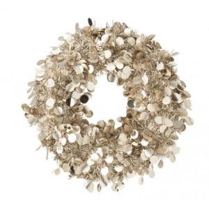 Champagne lesklý vánoční věnec Sparkling M – 46*46*4 cm