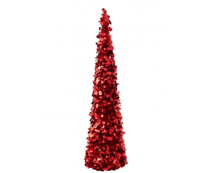 Veliký červený lesklý vánoční strom Sparkling L – 24*24*132 cm J-Line by Jolipa