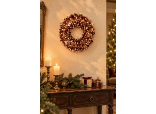 Bronzový lesklý vánoční věnec Sparkling L – 60*60*6 cm