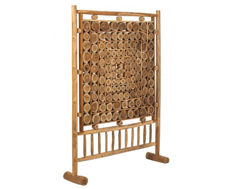 Paravan z plátků kmene z teakového dřeva přírodní – 135*30*180 cm J-Line by Jolipa