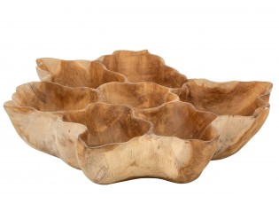 Dekorativní tác Ella nepravidelné tvary z přírodního dřeva teak – 64*54*17 cm