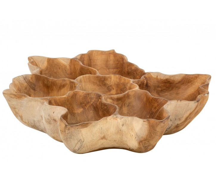 Dekorativní tác Ella nepravidelné tvary z přírodního dřeva teak – 64*54*17 cm J-Line by Jolipa