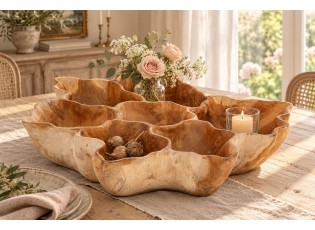 Dekorativní tác Ella nepravidelné tvary z přírodního dřeva teak – 64*54*17 cm