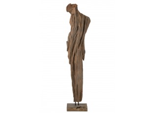 Abstraktní dekorace Mira ze dřeva teak v tmavě hnědé – 53*27*183 cm
