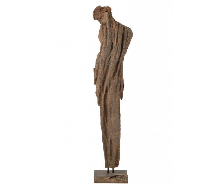 Abstraktní dekorace Mira ze dřeva teak v tmavě hnědé – 53*27*183 cm J-Line by Jolipa