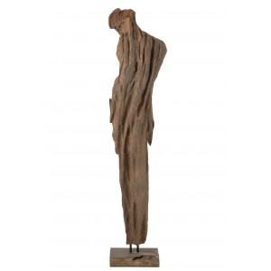 Abstraktní dekorace Mira ze dřeva teak v tmavě hnědé – 53*27*183 cm