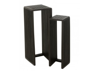 Sada 2 černých odkládacích stolků Cubic z recyklovaného teaku – 34*34*88/ 25*25*75 cm