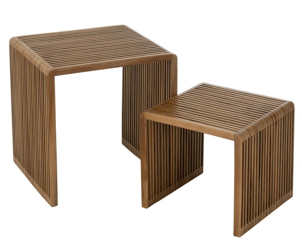 Sada 2 konferenčních stolků Cubic z teakového dřeva – 50*45*50 / 40*40*35 cm J-Line by Jolipa Sada 2 konferenčních stolků Cubic z teakového dřeva – 50*45*50 / 40*40*35 cm J-Line by Jolipa