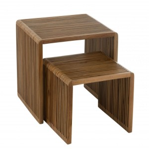 Sada 2 konferenčních stolků Cubic z teakového dřeva – 50*45*50 / 40*40*35 cm