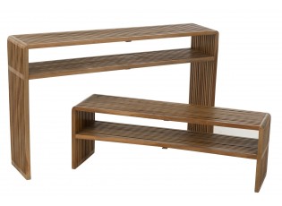 Sada 2 konzolových stolů Cubic s policí z teakového dřeva – 130*30*80 / 118*30*40 cm
