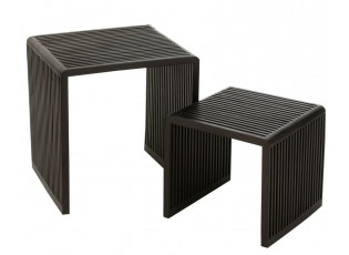 Sada 2 konferenčních stolků Cubic z teaku černá – 50*45*50 / 40*40*35 cm