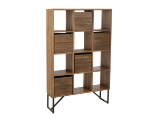 Knihovna regál se šuplíky Recycle teak přírodní kov – 100*30*158 cm