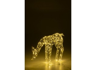 Bílá kovová svítící LED dekorace sob Reindeer LED – 60*15*50 cm