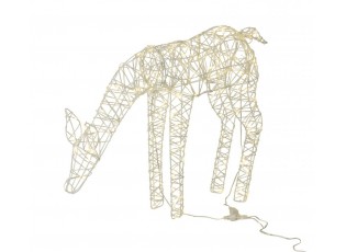 Bílá kovová svítící LED dekorace sob Reindeer LED – 60*15*50 cm