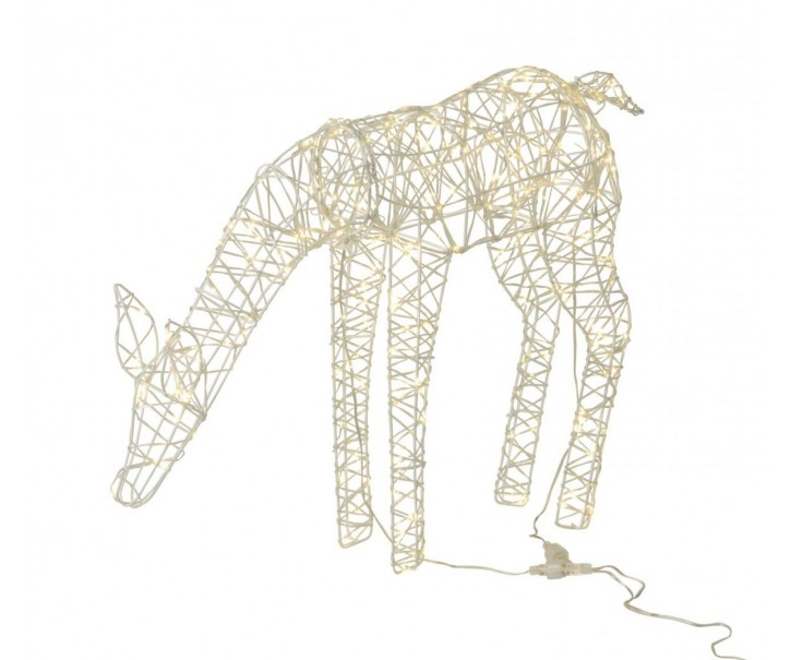 Bílá kovová svítící LED dekorace sob Reindeer LED – 60*15*50 cm J-Line by Jolipa