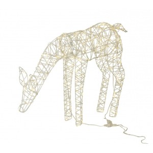 Bílá kovová svítící LED dekorace sob Reindeer LED – 60*15*50 cm