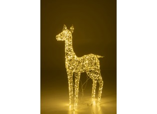 Bílá kovová svítící LED dekorace sob Reindeer LED – 85*22*110 cm