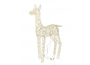 Bílá kovová svítící LED dekorace sob Reindeer LED – 85*22*110 cm