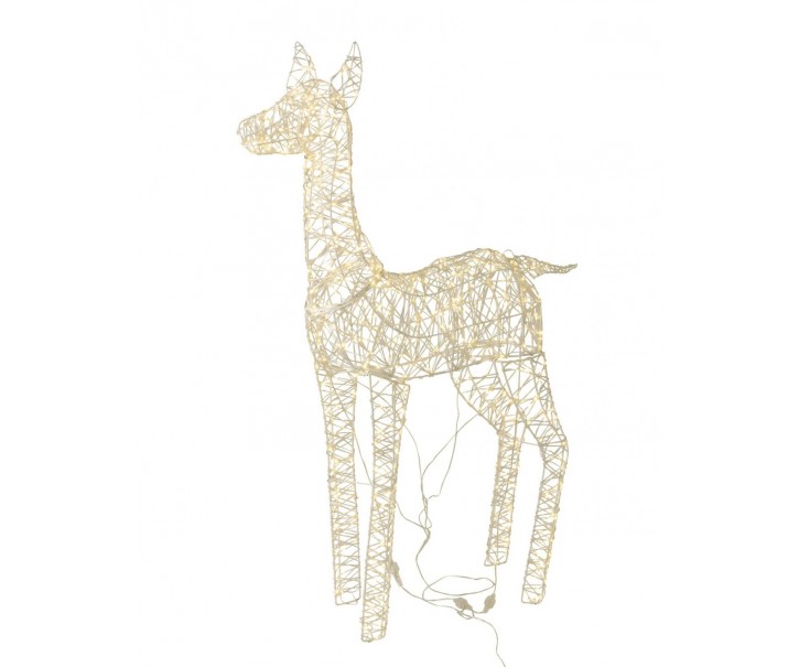 Bílá kovová svítící LED dekorace sob Reindeer LED – 85*22*110 cm J-Line by Jolipa