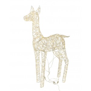 Bílá kovová svítící LED dekorace laň Reindeer LED – 85*22*110 cm