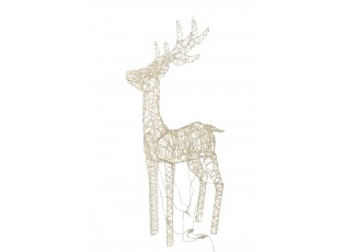 Bílá kovová svítící LED dekorace sob Reindeer LED – 79*22*120 cm