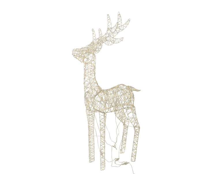 Bílá kovová svítící LED dekorace sob Reindeer LED – 79*22*120 cm J-Line by Jolipa