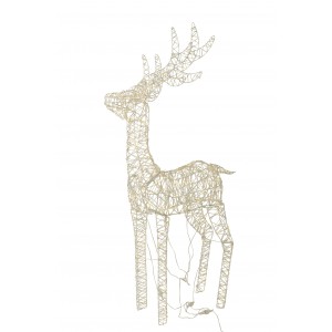Bílá kovová svítící LED dekorace sob Reindeer LED – 79*22*120 cm