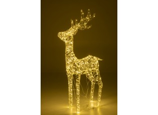 Bílá kovová svítící LED dekorace sob Reindeer LED – 79*22*120 cm