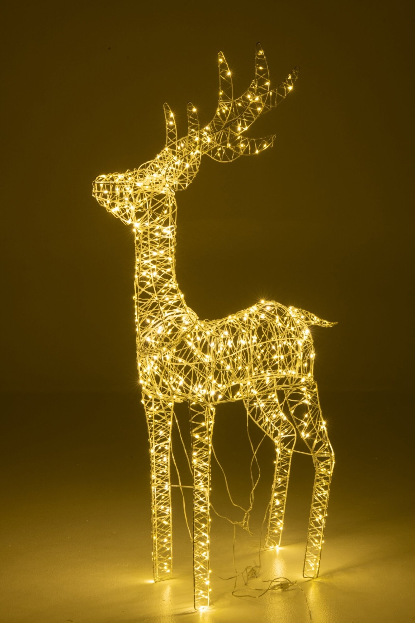 Bílá kovová svítící LED dekorace sob Reindeer LED – 79*22*120 cm J-Line by Jolipa Bílá kovová svítící LED dekorace sob Reindeer LED – 79*22*120 cm J-Line by Jolipa