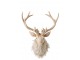 Nástěnná béžová dekorace hlava jelena Deer s kožíškem L – 37*32*48 cm J-Line by Jolipa