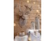 Nástěnná béžová dekorace hlava jelena Deer s kožíškem L – 37*32*48 cm J-Line by Jolipa
