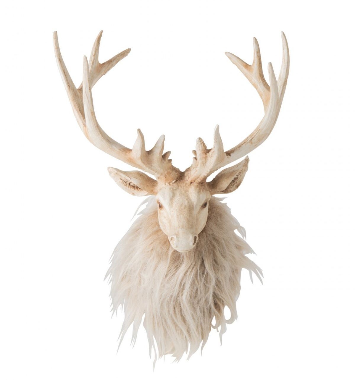 Nástěnná béžová dekorace hlava jelena Deer s kožíškem M – 20*18*27 cm J-Line by Jolipa Nástěnná béžová dekorace hlava jelena Deer s kožíškem M – 20*18*27 cm J-Line by Jolipa