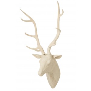Béžová veliká nástěnná hlava jelena Deer z polyresinu XL – 57*38*103 cm