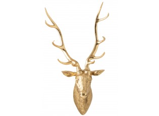 Zlatá veliká nástěnná hlava jelena Deer z polyresinu XL – 57*38*103 cm