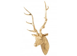 Zlatá veliká nástěnná hlava jelena Deer z polyresinu XL – 57*38*103 cm