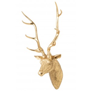 Zlatá veliká nástěnná hlava jelena Deer z polyresinu XL – 57*38*103 cm